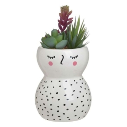 Διακοσμητικό Φυτό Σε Γλάστρα 3-85-475-0263 Φ9x18cm Green-White Inart Πλαστικό
