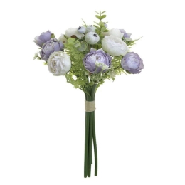 Διακοσμητικό Μπουκέτο 3-85-700-0003 33cm White-Purple Inart Μέταλλο,Ύφασμα