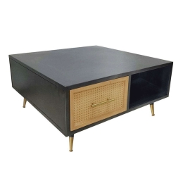 Τραπέζι Σαλονιού 3-50-128-0025 80x80x40cm Black-Natural Inart