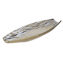 Διακοσμητική Πιατέλα 3-70-129-0261 45x16x6cm White-Gold Inart Κεραμικό