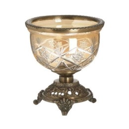 Διακοσμητικό Μπωλ 3-70-124-0065 Φ14x14cm Honey-Gold Inart Μέταλλο,Γυαλί