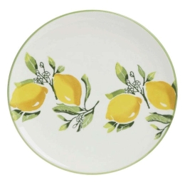 Πιατέλα Στρογγυλή Λεμόνια 3-60-017-0064 Φ26x2cm White-Yellow-Green Inart Κεραμικό