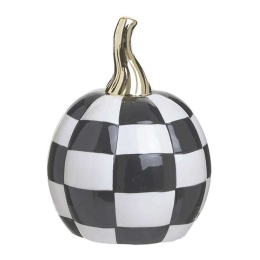 Διακοσμητική Κολοκύθα 3-70-211-0249 Φ14x18cm Black-White-Gold Inart Κεραμικό