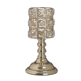 Κηροπήγιο 3-70-233-0104 Φ10x22cm Gold Inart Μέταλλο,Γυαλί