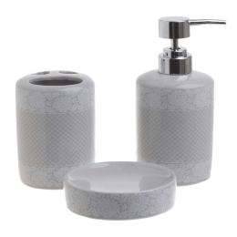 Σετ Μπάνιου 3Τμχ 6-65-151-0003 White-Grey Click Κεραμικό