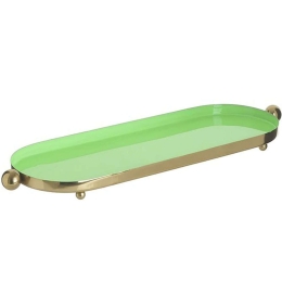 Διακοσμητική Πιατέλα 3-70-650-0054 46x15x3cm Green-Gold Inart Μέταλλο