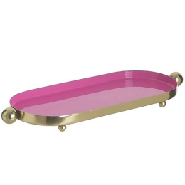 Διακοσμητική Πιατέλα 3-70-650-0056 35x14x3cm Fuchsia-Gold Inart Μέταλλο