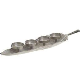 Κηροπήγιο 4 Θέσεων 3-70-985-0081 61x15x6cm Silver Inart Αλουμίνιο