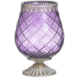 Κηροπήγιο 3-70-912-0217 Φ16x23cm Purple-White Inart Μέταλλο,Γυαλί