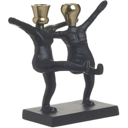 Κηροπήγιο 2 Θέσεων Χορευτές 3-70-893-0013 13x23x23cm Black-Gold Inart Αλουμίνιο