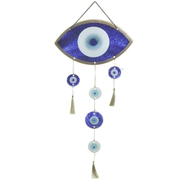 Διακοσμητικό Τοίχου Μάτι 3-70-344-0050 75cm Multi-Blue Inart Μέταλλο,Γυαλί