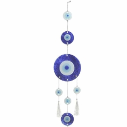 Διακοσμητικό Τοίχου Μάτι 3-70-344-0046 82cm Multi-Blue Inart Μέταλλο,Γυαλί