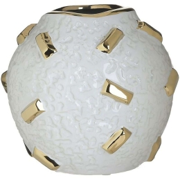 Βάζο Κεραμικό 3-70-619-0051 Φ21x19cm White-Gold Inart Κεραμικό