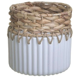 Βάζο 3-70-739-0129 Φ17x17cm Natural-White Inart Κεραμικό,Ξύλο