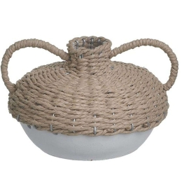 Βάζο 3-70-739-0122 15x16x23cm Natural-White Inart Κεραμικό,Ψάθα