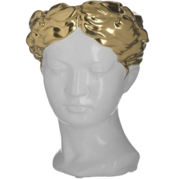 Βάζο Κεραμικό Προτομή 3-70-619-0029 15x16x22cm White-Gold Inart Κεραμικό