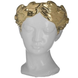 Βάζο Κεραμικό Προτομή 3-70-619-0030 Φ20x29cm White-Gold Inart Κεραμικό