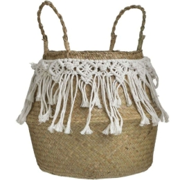 Καλάθι Διακοσμητικό 3-70-283-0016 Φ36x32cm Natural-Ecru Inart Ψάθα