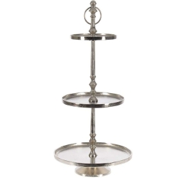 Ορντεβιέρα Τριώροφη 3-70-388-0215 32x32x67cm Nickel Inart Αλουμίνιο