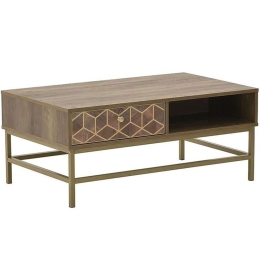 Τραπέζι Σαλονιού 6-50-020-0010 101x59x43cm Brown-Gold Click