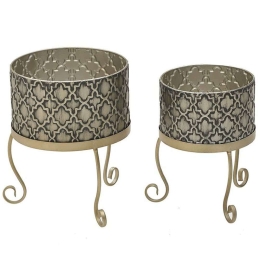 Κασπώ Αντικέ (Σετ 2Τμχ) 3-70-146-0485 26x21x35cm Silver-Gold Inart Μέταλλο