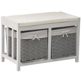 Έπιπλο Εισόδου Σκαμπό 6-50-094-0027 64x34x42cm White-Grey Click