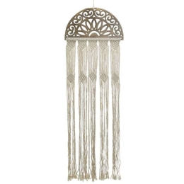 Διακοσμητικό Τοίχου Μακραμέ 3-70-840-0022 38x3x90cm Ecru-Natural Inart Ξύλο,Σχοινί