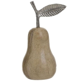 Διακοσμητικό Αχλάδι 3-70-985-0044 10x9x18cm Natural-Silver Inart Μέταλλο,Ξύλο