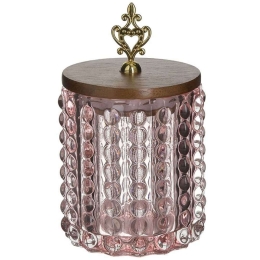 Βαζάκι Με Καπάκι 3-70-146-0475 Φ10x15cm Pink-Gold Inart Ξύλο,Γυαλί