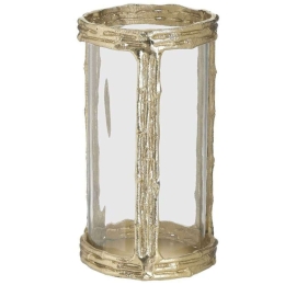 Κηροπήγιο 3-70-983-0063 Φ14x26cm Gold Inart Αλουμίνιο,Γυαλί