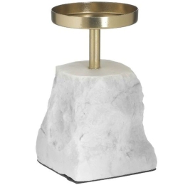 Κηροπήγιο 3-70-983-0074 Φ11x17cm Gold-White Inart Μέταλλο,Μάρμαρο