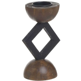 Κηροπήγιο 3-70-874-0138 Φ8x18cm Black-Brown Inart Ξύλο