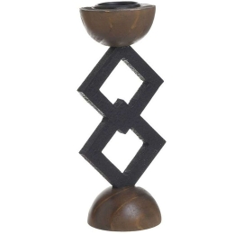 Κηροπήγιο 3-70-874-0139 Φ8x24cm Black-Brown Inart Ξύλο