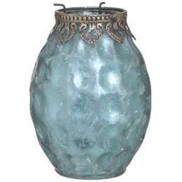 Κηροπήγιο 3-70-912-0209 Φ13x16cm Petrol-Bronze Inart Μέταλλο,Γυαλί