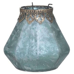 Κηροπήγιο 3-70-912-0208 Φ15x13cm Petrol-Bronze Inart Μέταλλο,Γυαλί