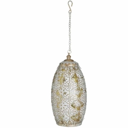 Φανάρι Led 3-70-912-0237 Φ12x24cm White-Gold Inart Μέταλλο