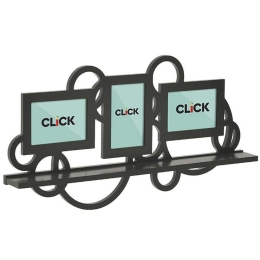 Πολυκορνίζα Τοίχου Με Ραφάκι 6-50-965-0011 64x9x34cm Black Click Πλαστικό