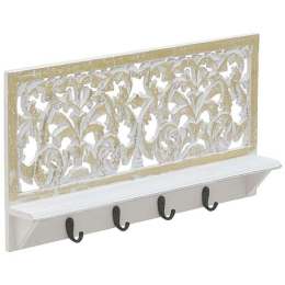 Κρεμάστρα Τοίχου Ξυλόγλυπτη 3-70-536-0109 61x8x30cm White-Gold Ξύλο