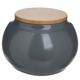 Βάζο Αποθήκευσης 6-60-103-0010 Φ15x9cm 900ml Natural-Blue Click Κεραμικό,Ξύλο