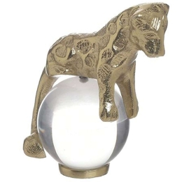 Διακοσμητική Λεοπάρδαλη 3-70-893-0008 10x6x11cm Clear-Gold Inart Αλουμίνιο,Ακρυλικό