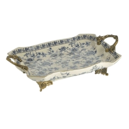 Διακοσμητική Πιατέλα 3-70-151-0575 38x25x9cm Multi Inart Πορσελάνη,Μέταλλο