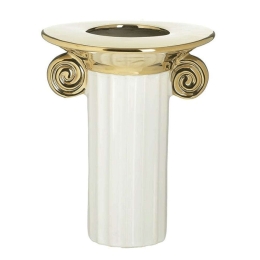Βάζο Κεραμικό 3-70-151-0731 Φ15x18cm White-Gold Inart Κεραμικό