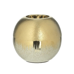 Κηροπήγιο 3-70-278-0073 Φ11x10cm Light Grey-Gold Inart Κεραμικό