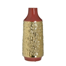 Βάζο Κεραμικό 3-70-239-0028 16x37 Bordo-Gold Inart Κεραμικό