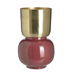 Βάζο Μεταλλικό Εμαγιέ 3-70-650-0067 18x31 Bordo-Gold Inart Μέταλλο