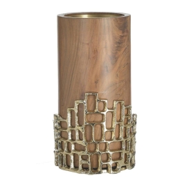 Κηροπήγιο Ρεσώ 3-70-983-0084 14x26 Antique Gold-Natural Inart Ξύλο,Αλουμίνιο
