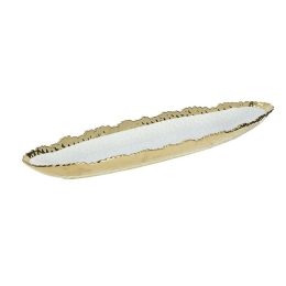 Πιατέλα Πορσελάνινη 3-60-761-0006 25x13 White-Gold Inart Πορσελάνη