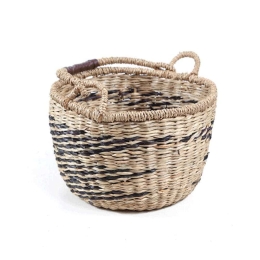 Καλάθι Διακοσμητικό Sandal S 0680064 25x25x16cm Black-Natural Soulworks Seagrass