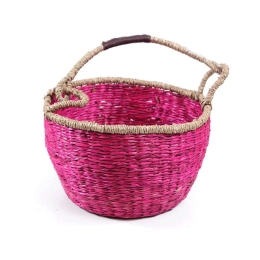Καλάθι Διακοσμητικό M  0680038 30x30x18cm Fuchsia-Natural Soulworks Seagrass