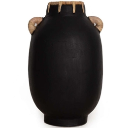 Διακοσμητικό Βάζο Usiris 0750014 21x35cm Black Soulworks Πηλός